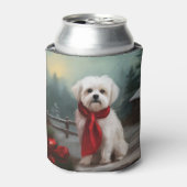 Rafraîchisseur Pour Canette Chien maltais à Noël de neige (Can devant)