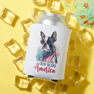 Rafraîchisseur Pour Canette Chien patriote - Boston Terrier