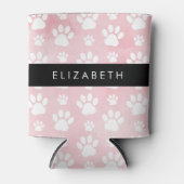 Rafraîchisseur Pour Canette Chien Paws, White Paws, Aquarelles roses, Votre No (Devant)