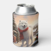 Rafraîchisseur Pour Canette Chien Samoyé à Noël de neige (Can devant)