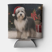 Rafraîchisseur Pour Canette Chien tibétain de Terrier en Noël de neige (Devant)