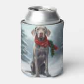 Rafraîchisseur Pour Canette Chien Weimaraner à Noël de neige (Can devant)