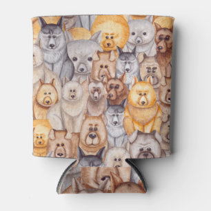 Rafraîchisseur Pour Canette Chiens Aquarellés : Whimsical Seamless Fun