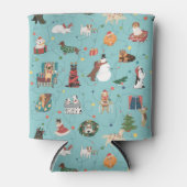 Rafraîchisseur Pour Canette Chiens de Fêtes en Motif de pulls de Noël (Devant)