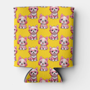 Rafraîchisseur Pour Canette Chiens roses mignons - Jaune