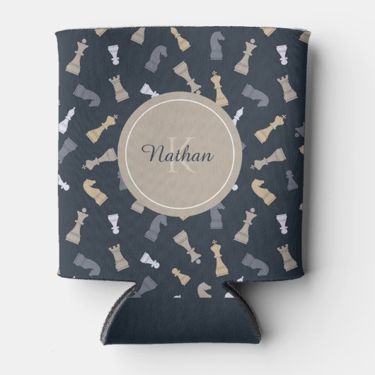 Rafraîchisseur Pour Canette Chiffres d'échecs Masculine Monogramme Nom initial (Devant)