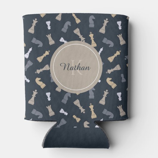 Rafraîchisseur Pour Canette Chiffres d'échecs Masculine Monogramme Nom initial (Dos)