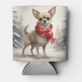 Rafraîchisseur Pour Canette Chihuahua Chien dans Noël de neige (Devant)