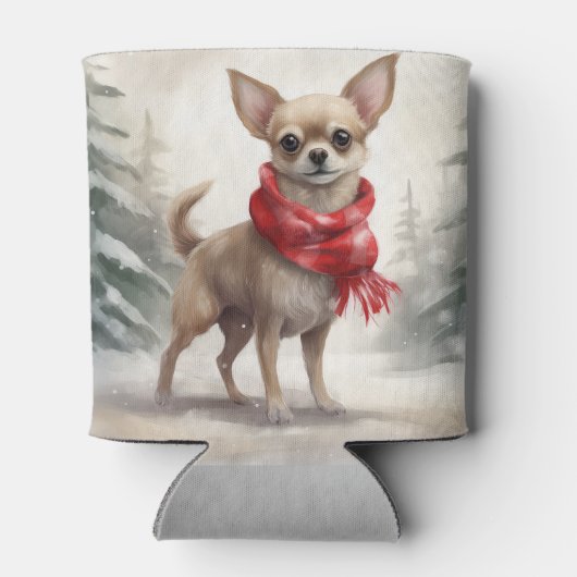 Rafraîchisseur Pour Canette Chihuahua Chien dans Noël de neige (Dos)