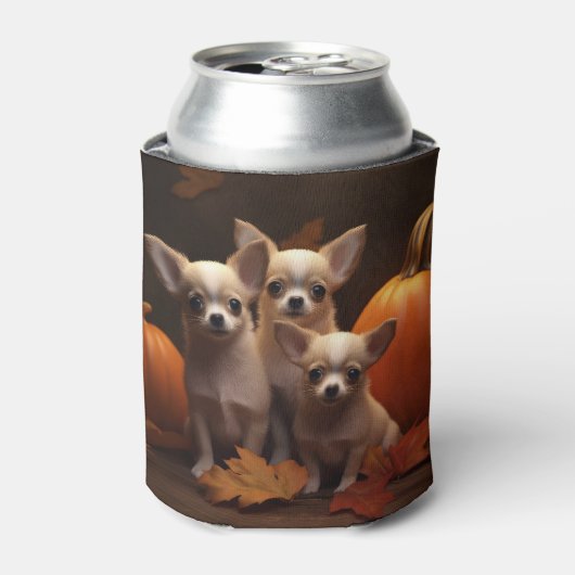 Rafraîchisseur Pour Canette Chihuahua Chiot Automne Citrouille de plaisir (Can devant)