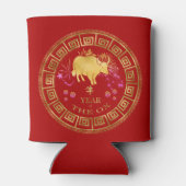 Rafraîchisseur Pour Canette Chinois Zodiac Ox Rouge/Or ID542 (Dos)
