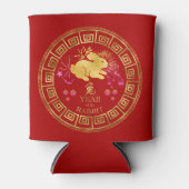 Rafraîchisseur Pour Canette Chinois Zodiac Rabbit Rouge/Or ID542 (Devant)