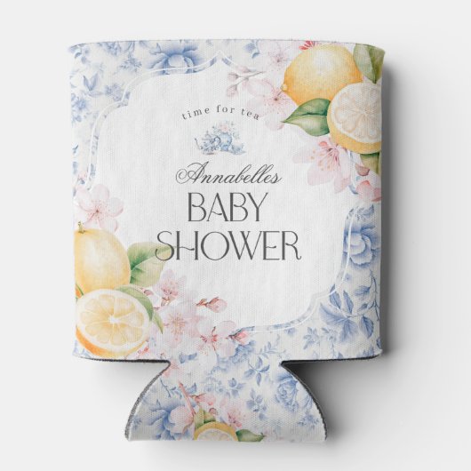 Rafraîchisseur Pour Canette Chinoiserie Lemon Tea Party Baby shower Favoriser (Dos)