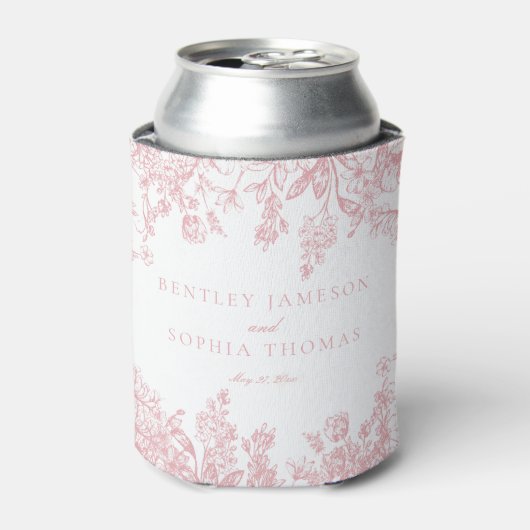 Rafraîchisseur Pour Canette Chinoiserie rose Vintage mariage floral Faveurs (Can devant)