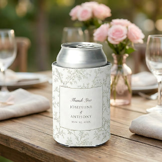 Rafraîchisseur Pour Canette Chinoiserie Vert Sauge Fleurs Mariage Bienvenue