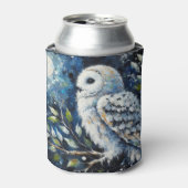 Rafraîchisseur Pour Canette Chouette blanche sur branche dans la peinture lune (Can devant)