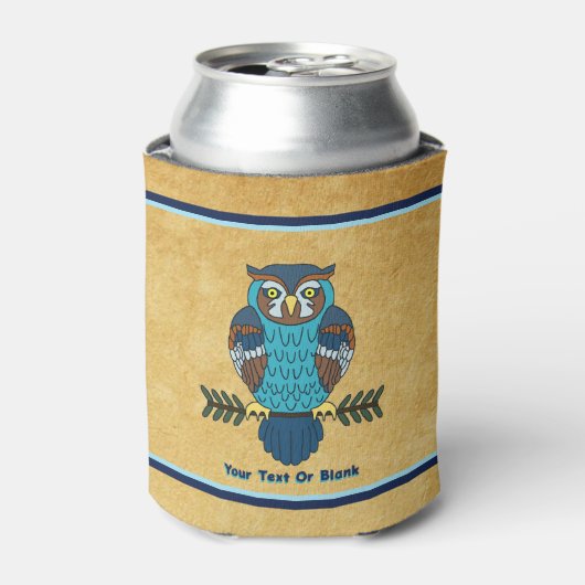 Rafraîchisseur Pour Canette Chouette d'art populaire nordique (Can devant)