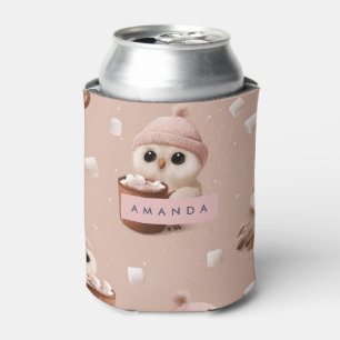 Rafraîchisseur Pour Canette Chouette d'hiver mignonne personnalisée avec motif
