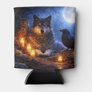 Rafraîchisseur Pour Canette Chouette loup et corbeau mystiques