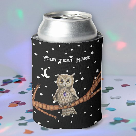 Rafraîchisseur Pour Canette Chouette magique sur Branche Purple Crystal Lune É