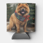 Rafraîchisseur Pour Canette Chow Chow Chien de Noël en neige (Devant)