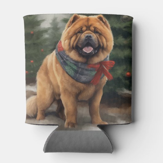 Rafraîchisseur Pour Canette Chow Chow Chien de Noël en neige (Dos)