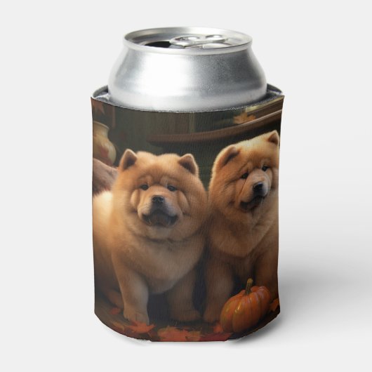 Rafraîchisseur Pour Canette Chow Chow Chiot Automne Citrouille de plaisir (Can devant)
