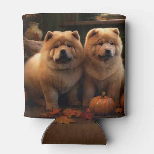 Rafraîchisseur Pour Canette Chow Chow Chiot Automne Citrouille de plaisir (Dos)