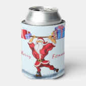 Rafraîchisseur Pour Canette Christmas Can Cooler Bodybuilder Père Noël avec ca (Can devant)