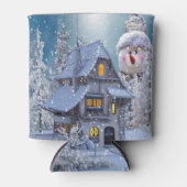 Rafraîchisseur Pour Canette Christmas Party Winter White Snowman Blue Rustic (Devant)