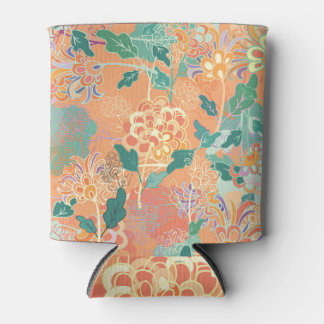 Rafraîchisseur Pour Canette Chrysanthème chinois : motif orange floral.
