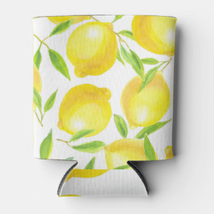 Rafraîchisseur Pour Canette citrons et feuilles d'aquarelle : motif.