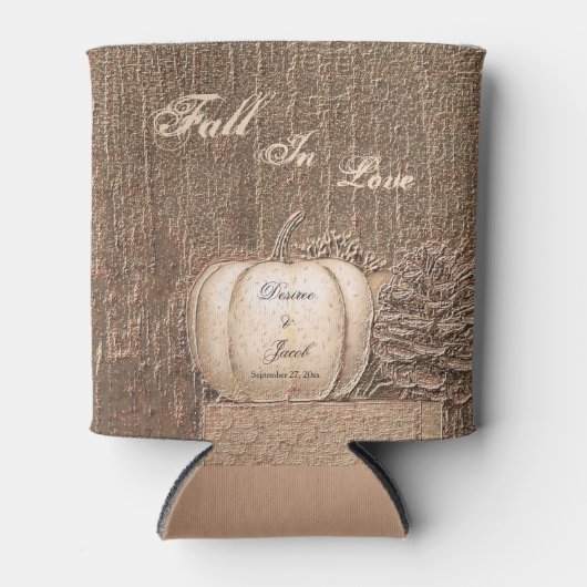 Rafraîchisseur Pour Canette Citrouille d'automne Gold White Pays Mariage rusti (Devant)