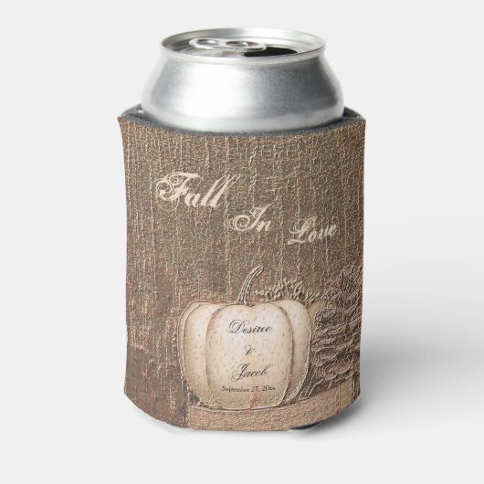 Rafraîchisseur Pour Canette Citrouille d'automne Gold White Pays Mariage rusti (Can Dos)