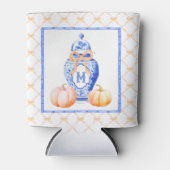 Rafraîchisseur Pour Canette Citrouille d'automne | Monogramme de pot de gingem (Devant)