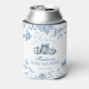 Rafraîchisseur Pour Canette Citrouille Toile Bleue Florale Bébé Shower Françai