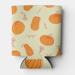 Rafraîchisseur Pour Canette Citrouilles d'automne : Doodle Orange Motif.