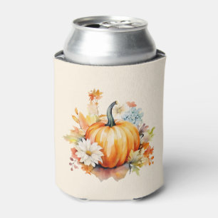 Rafraîchisseur Pour Canette Citrouilles orange et fleurs automne