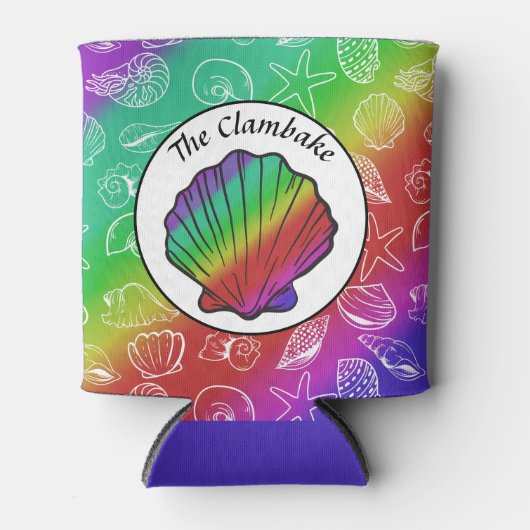 Rafraîchisseur Pour Canette Clambake Arc-en-ciel Clam Motif de mollusques (Devant)