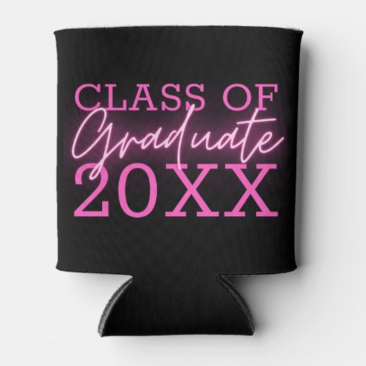 Rafraîchisseur Pour Canette Classe de Graduate Neon Pink Script (Devant)