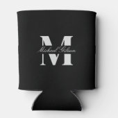 Rafraîchisseur Pour Canette Classic Black | Custom Monogram Wedding Groomsmen (Dos)