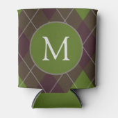 Rafraîchisseur Pour Canette Classic Dark Green Argyle Pattern Monogram (Devant)