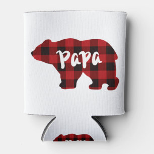 Rafraîchisseur Pour Canette Classic rétro papa ours rouge noir plaid