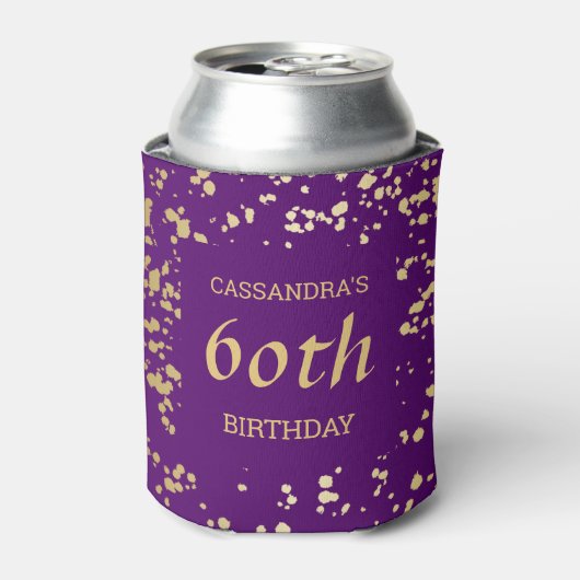 Rafraîchisseur Pour Canette Classy Egypt Gold Sprinkings violet Anniversaire (Can devant)