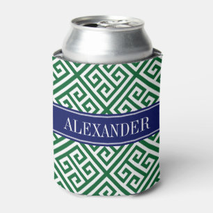 Rafraîchisseur Pour Canette Clé grecque diagonale vert forêt blanc T monogramm