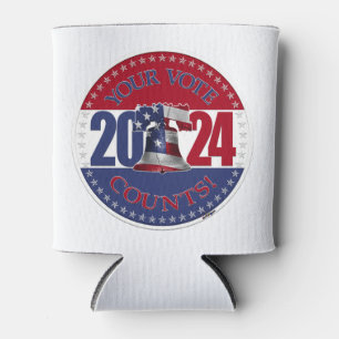 Rafraîchisseur Pour Canette Cloche de la Liberté 2024 Rouge et Bleu Votre Vote