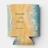 Rafraîchisseur Pour Canette Coastal Chic Golden Sand Turquoise Mariage d'eau (Dos)