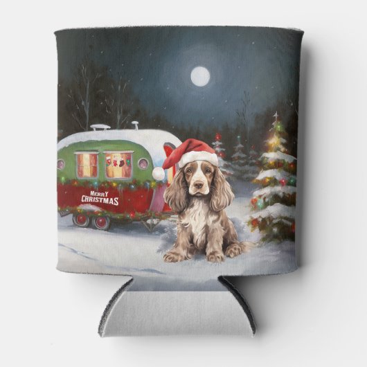 Rafraîchisseur Pour Canette Cocker d'hiver Spaniel Caravan Christmas Adventure (Devant)