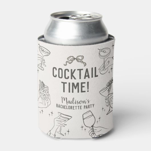 Rafraîchisseur Pour Canette Cocktail beige Retro Bachelorette Faveurs (Can devant)