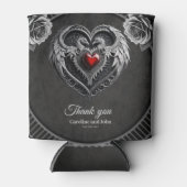 Rafraîchisseur Pour Canette Coeur argenté avec ailes (Devant)